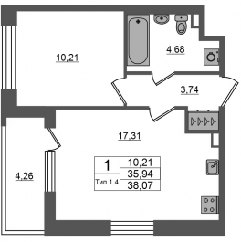 Продажа 1-комн квартиры в новостройке Санкт-Петербург г., Октябрьская наб.,  к. 1.1