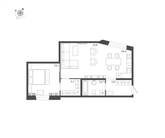 Планировка ЖК ЛДМ, 14.1 м2