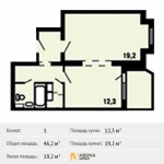 Планировка ЖК Центр-2, 19.20 м2