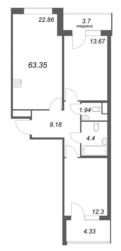 Продажа 2-комн квартиры в новостройке Санкт-Петербург г., Курская ул.,  к. 1