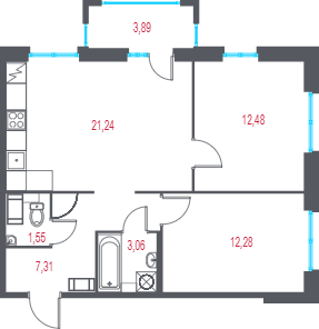 Продажа 2-комн квартиры в новостройке Пушкин г., 1-я линия, территория Лесное,  к. 4.3