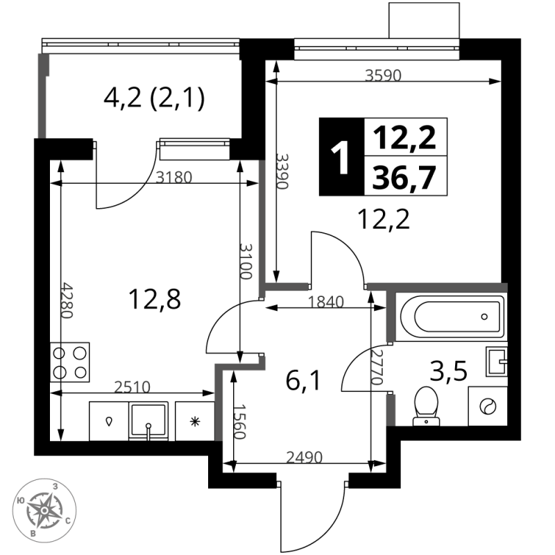 Продажа 1-комн квартиры в новостройке Мосрентген пос., Проектируемый проезд № 7502,  к. 1