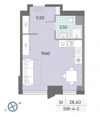 Планировка ЖК Обручева 30, 19.6 м2