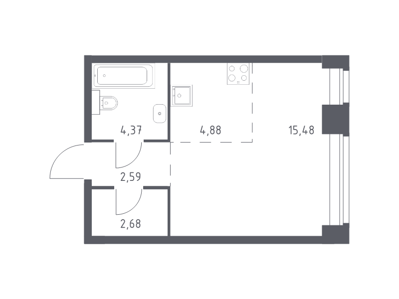 Продажа студии Генерала Дорохова пр-кт,  к. 1