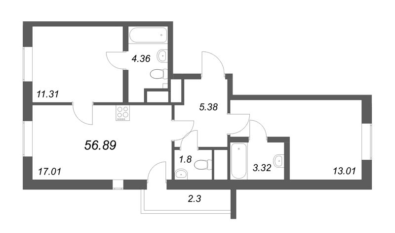 Продажа 2-комн квартиры в новостройке Санкт-Петербург г., Доблести ул.,  к. 1