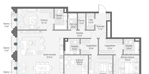 4-комн квартира Москва г., Фрунзенская наб.,  к. D