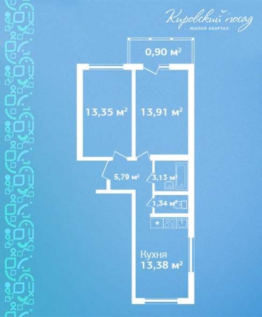 Планировка ЖК Кировский посад, 27.26 м2