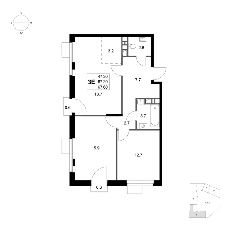 Продажа 2-комн квартиры в новостройке Марусино пгт., Заречная ул.,  к. 1.2