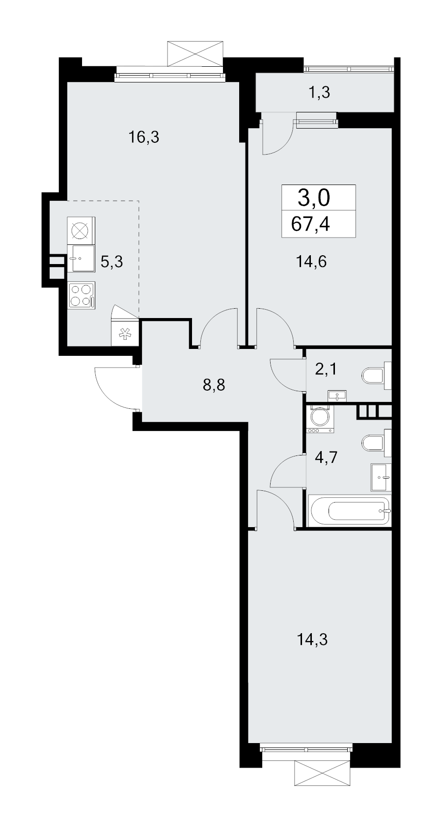 Продажа 2-комн квартиры в новостройке Сосенское пос., Куприна пр-кт,  к. 6.3