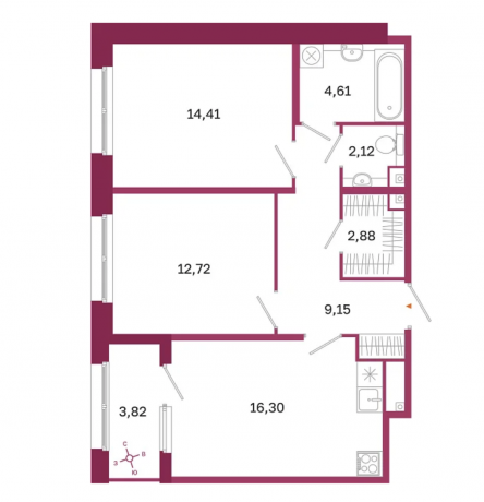 Планировка ЖК Дом на Курской, 27.13 м2