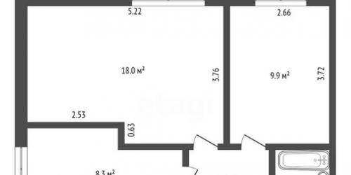 2-комн квартира улица Подводника Кузьмина,  д. 18