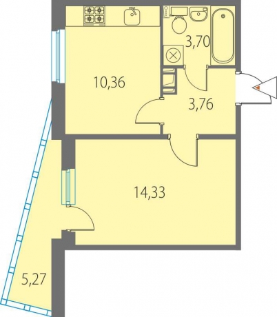 Планировка ЖК Кирилл и Дарья, 14.33 м2