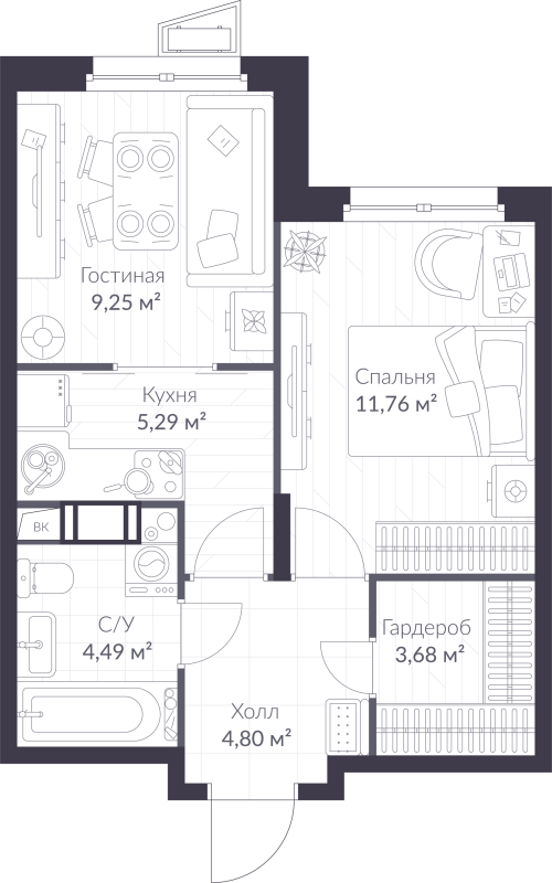 Продажа 1-комн квартиры в новостройке Сертолово г., Дмитрия Кожемякина ул.,  к. 6