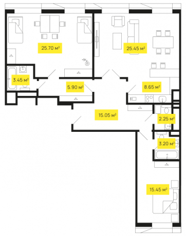 Планировка ЖК Shome, 41 м2