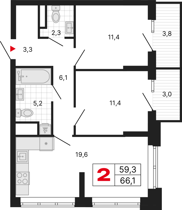 Продажа 2-комн квартиры в новостройке Москва г., Перовское ш.,  к. 1