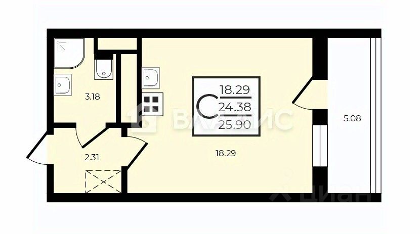 Продажа студии Комендантский проспект, 66к5