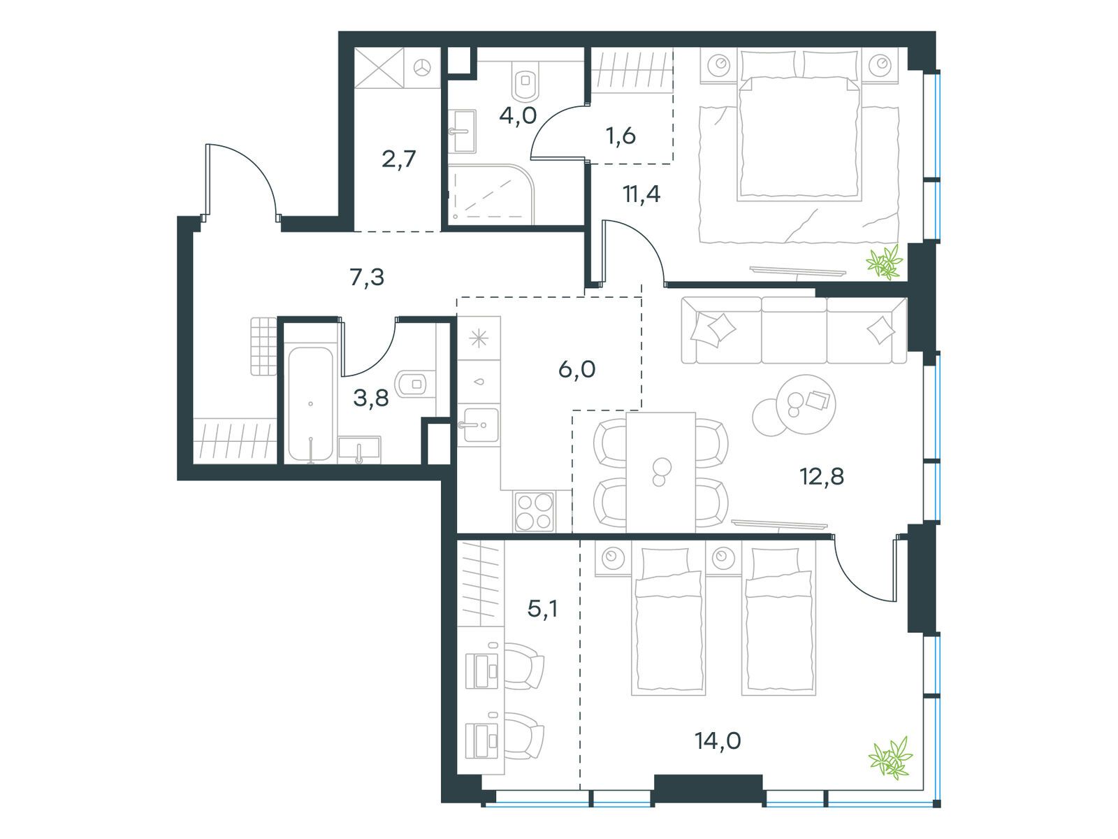 3-комн квартира ул. Дубининская, вл. 69, корп. 14