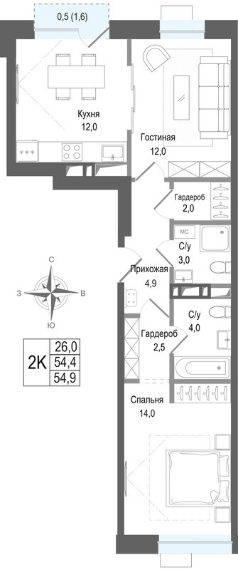 Продажа 2-комн квартиры в новостройке Королёв г.,  к. 3