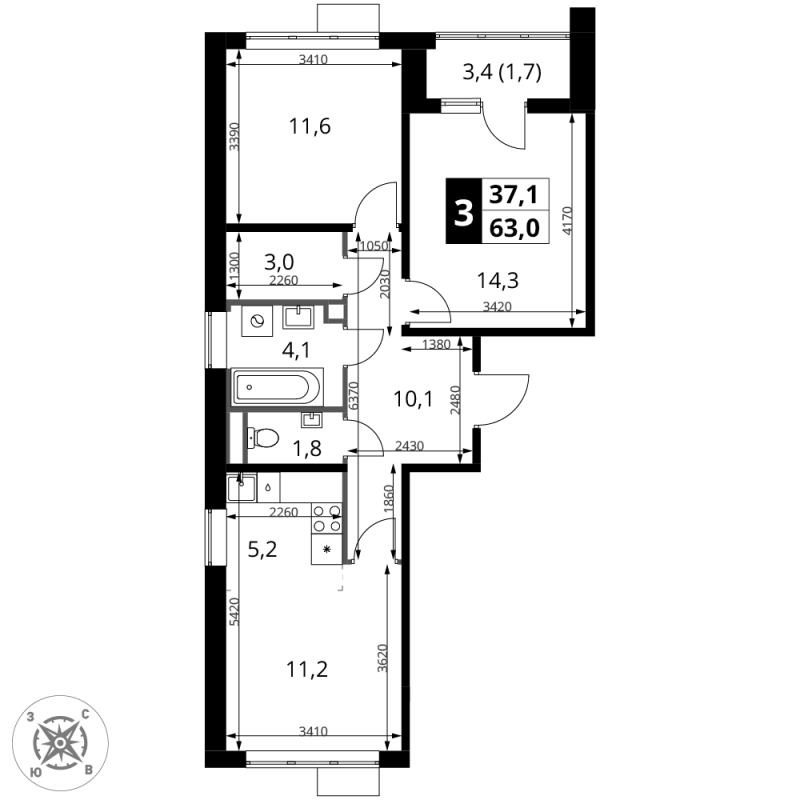 Продажа 2-комн квартиры в новостройке Химки г., Комсомольская ул.,  к. 4