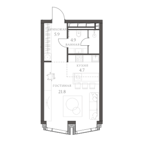 Студия , ул. Василисы Кожиной, 25А