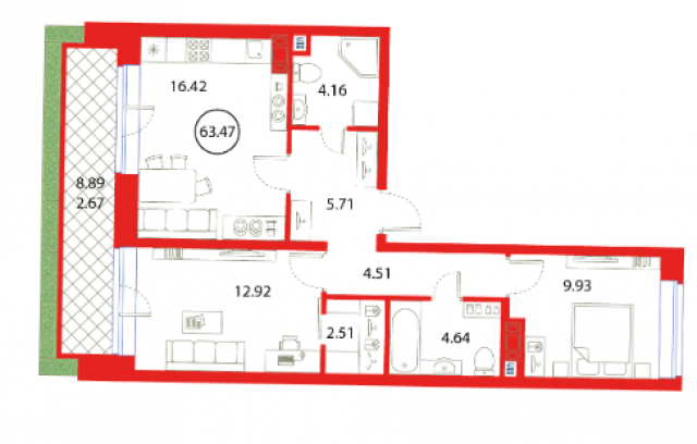 Планировка ЖК Ariosto, 22.9 м2