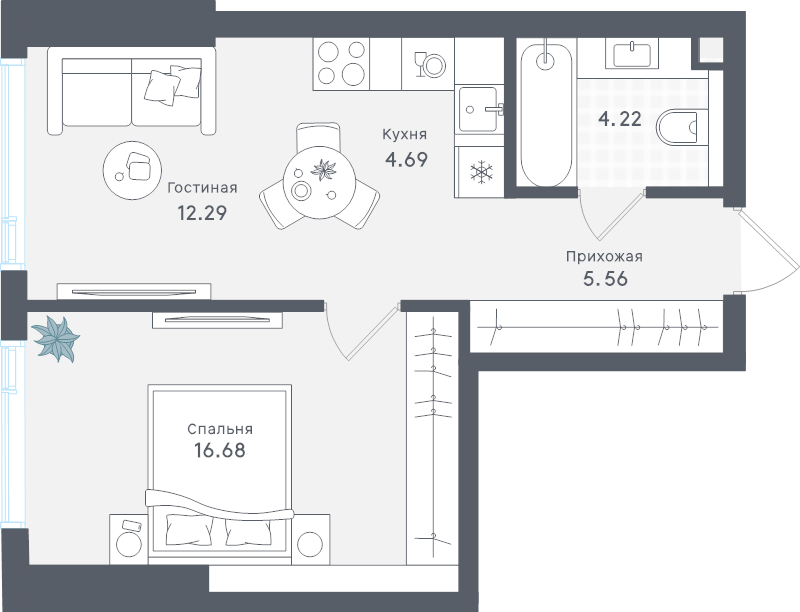 Продажа 1-комн квартиры в новостройке Москва г., Сокольнический Вал ул.,  к. 1