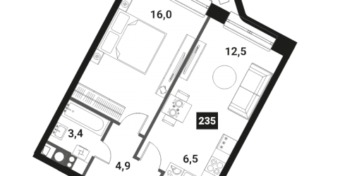 1-комн квартира Москва г., Семеновская наб.,  к. 1