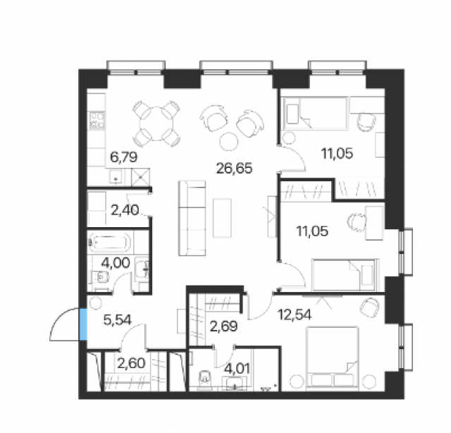 Планировка ЖК Соседи 21/19, 34.64 м2