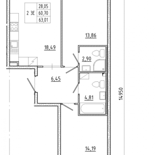 2-комн квартира Санкт-Петербург г., Новгородская ул.,  к. 1