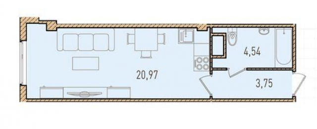 Планировка ЖК Парнас, 20.97 м2