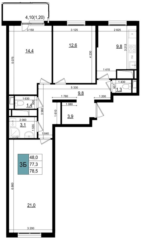 Продажа 3-комн квартиры в новостройке Одинцово г.,  к. 23