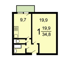 Продажа 1-комн квартиры на вторичном рынке Академика Скрябина ул,  д. 7 к1