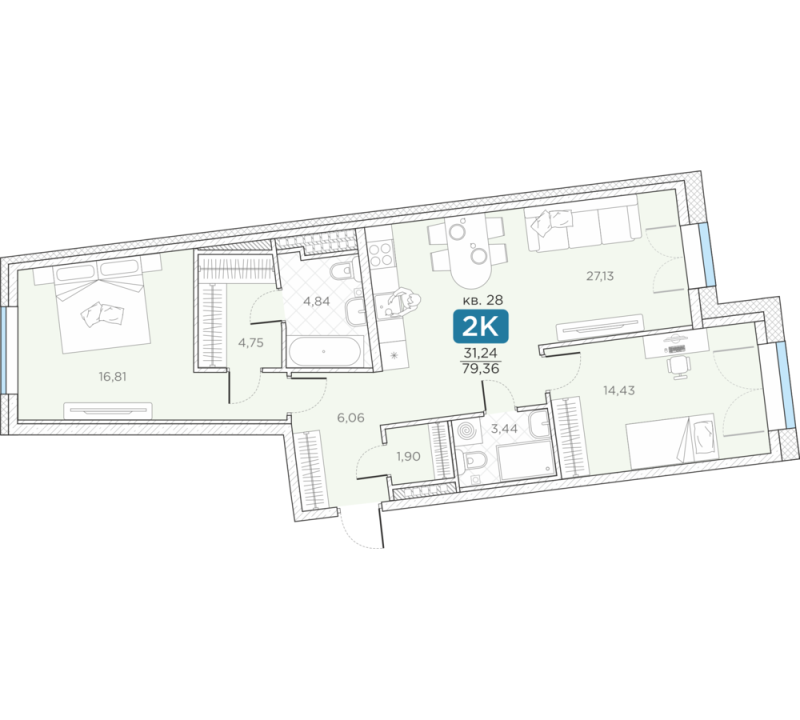 Продажа 2-комн квартиры в новостройке Санкт-Петербург г., Новгородская ул.,  к. 14А