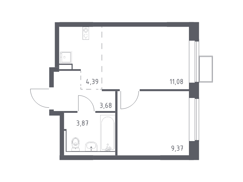 Продажа 1-комн квартиры в новостройке Мисайлово д., Молодежный б-р,  к. 13.2