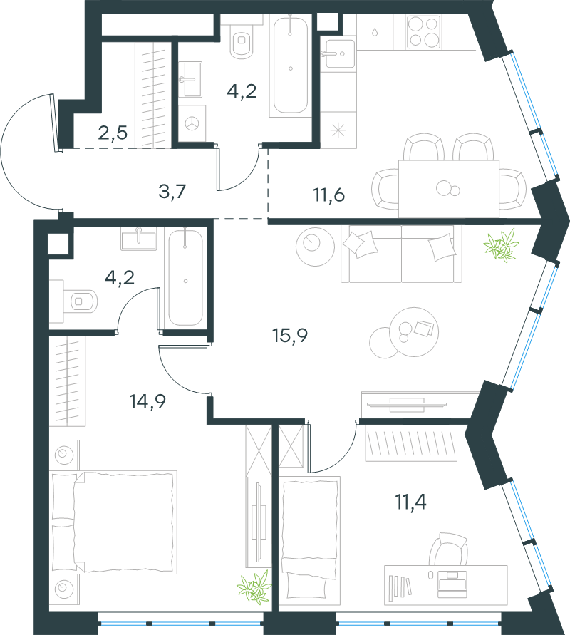 Продажа 3-комн квартиры в новостройке Москва г., Озерная ул.,  к. 10