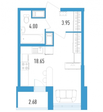 Планировка ЖК Гавань Капитанов, 18.7 м2