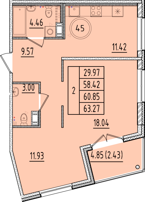 Продажа 2-комн квартиры в новостройке Шушары п., Кокколевская ул.,  к. 1