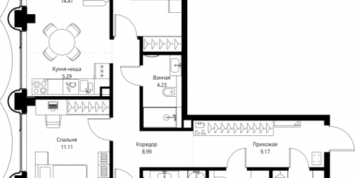 3-комн квартира Москва г., Мира пр-кт,  к. 1