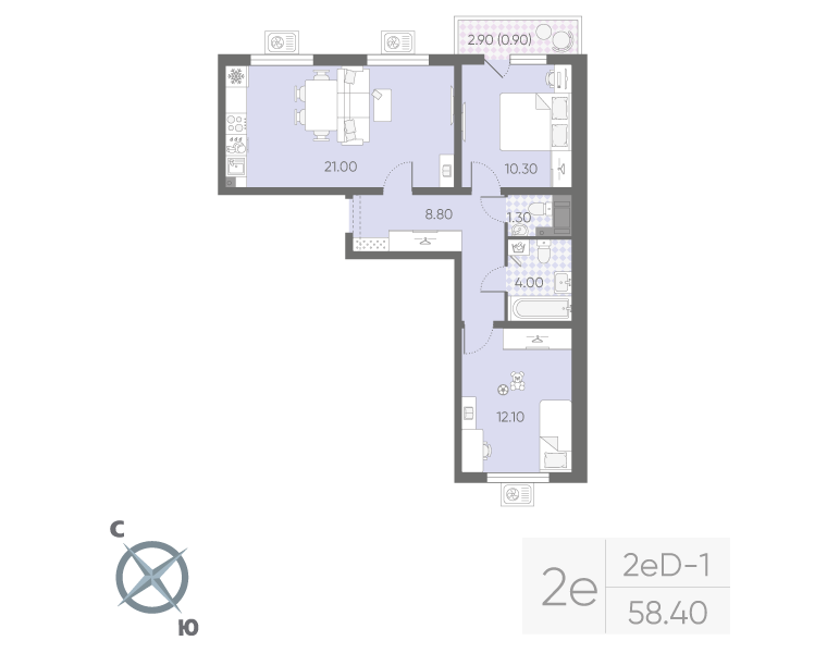Продажа 2-комн квартиры в новостройке Санкт-Петербург г., Пискаревский пр-кт,  к. 20