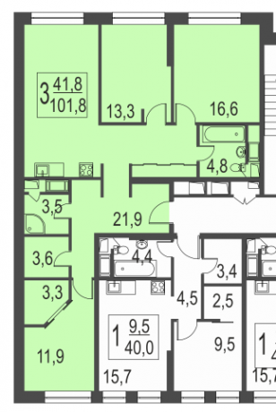 Планировка ЖК Хорошевский, 41.8 м2