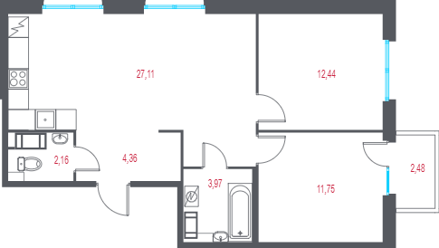 Продажа 2-комн квартиры в новостройке Пушкин г., 1-я линия, территория Лесное,  к. 2.3