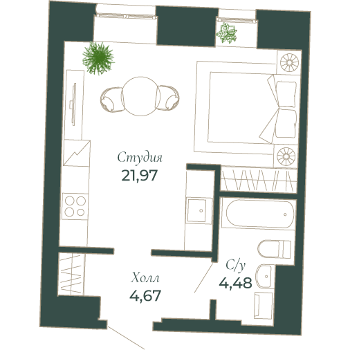 Продажа студии Санкт-Петербург г., Малый пр-кт