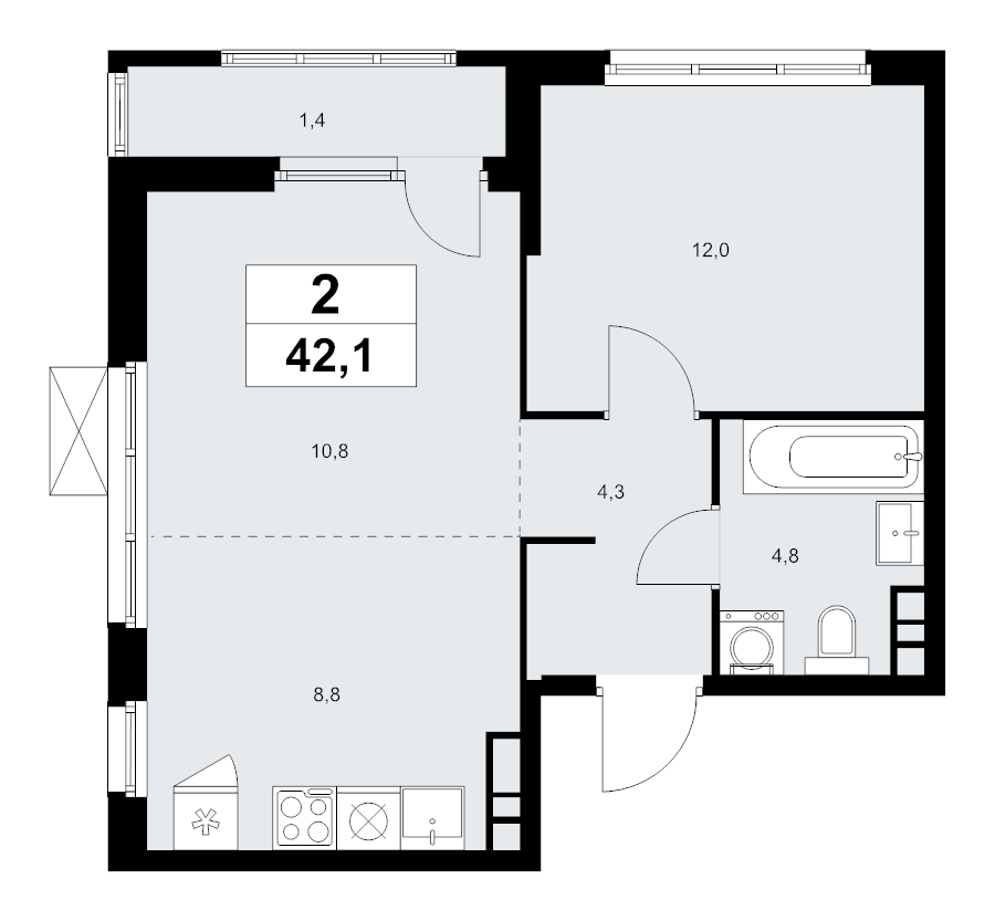 Продажа 1-комн квартиры в новостройке Москва г., Бартеневская ул.,  к. 4.1.2