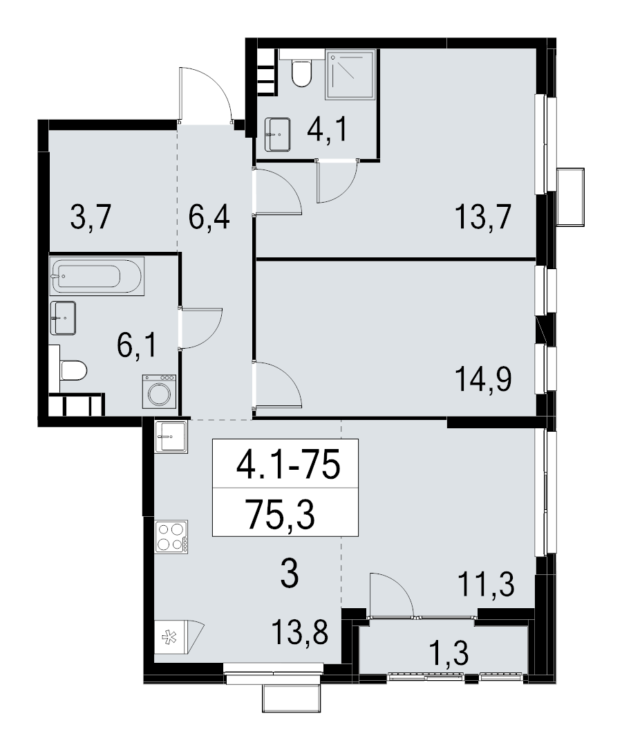 Продажа 2-комн квартиры в новостройке Москва г., Бартеневская ул.,  к. 4.1.1