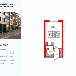 Продажа студии Колпинское шоссе