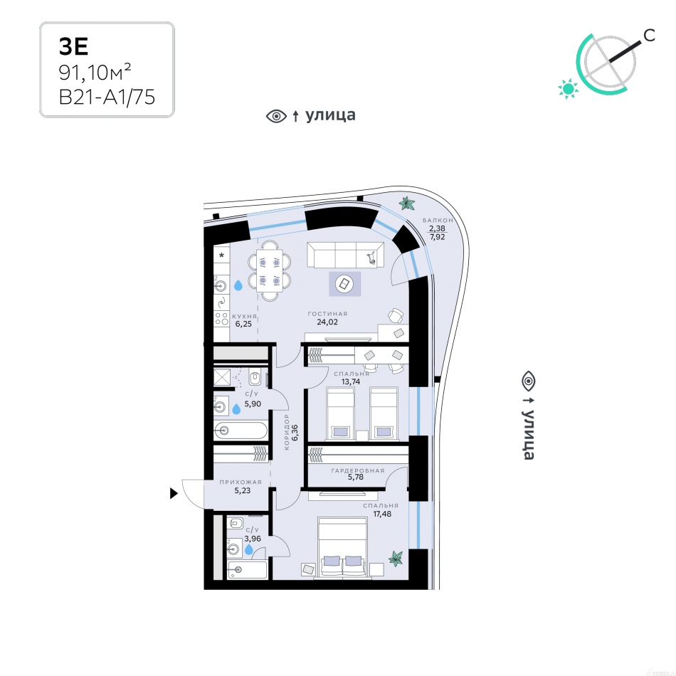 Продажа 3-комн квартиры в новостройке вн.тер.г. муниципальный округ Кунцево, кв-л 120, з/у 3
