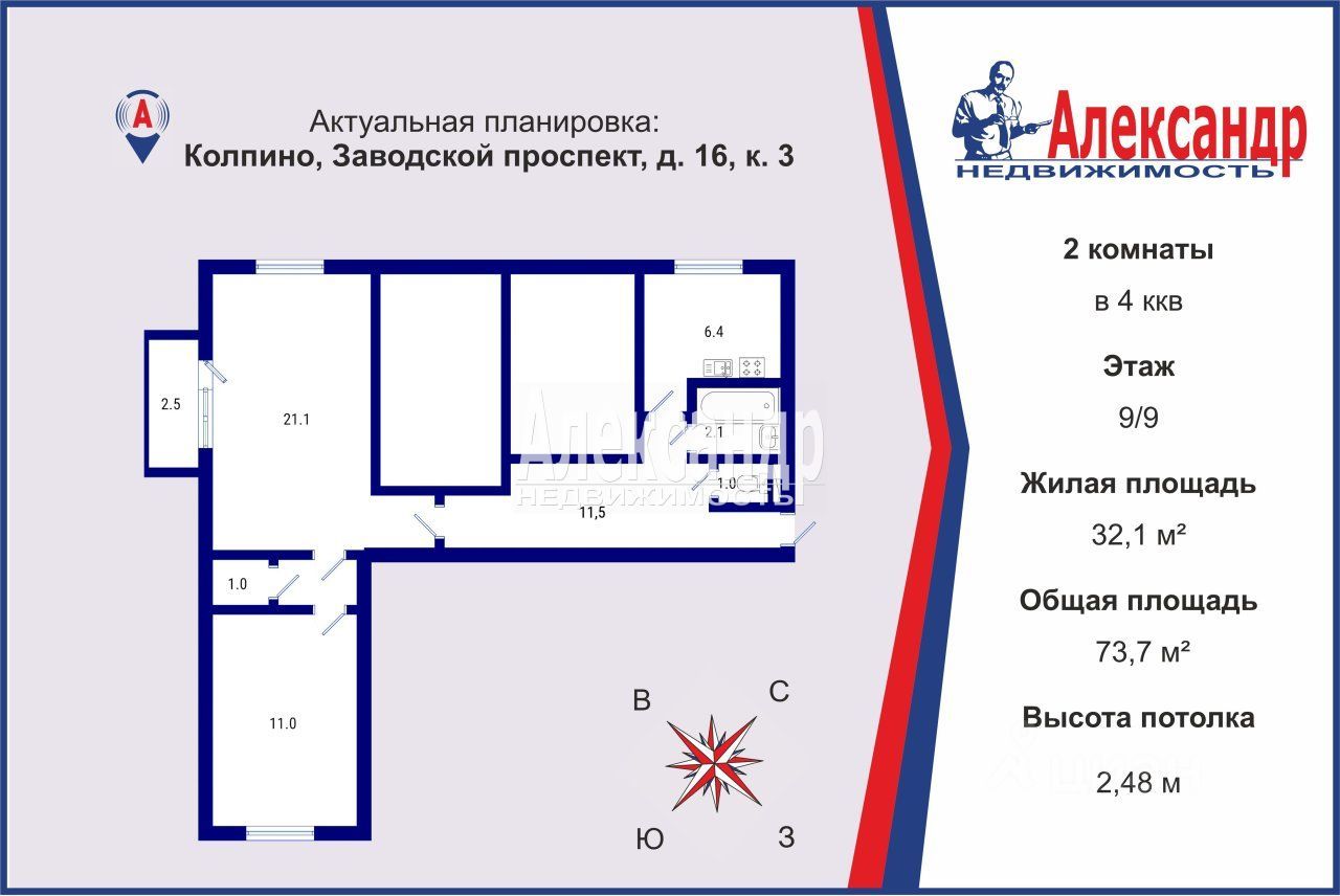 Продажа комнаты Колпино, Заводской проспект, 16к3