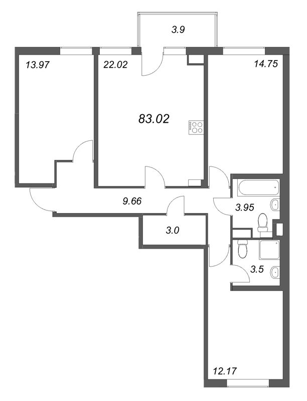 Продажа 3-комн квартиры в новостройке Стрельна п., Будённого пр-кт,  к. 5.5