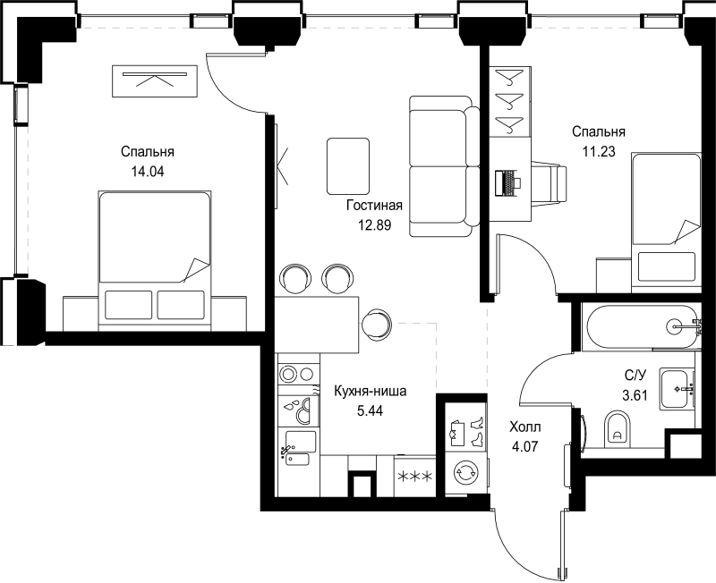 Продажа 2-комн квартиры в новостройке Москва г., Верейская ул.,  к. SET.2.А