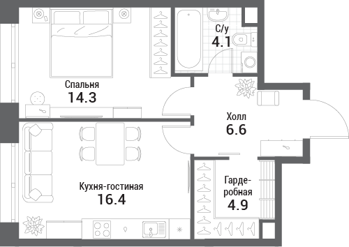 Продажа 1-комн квартиры в новостройке Москва г., Проектируемый проезд № 7024,  к. 1